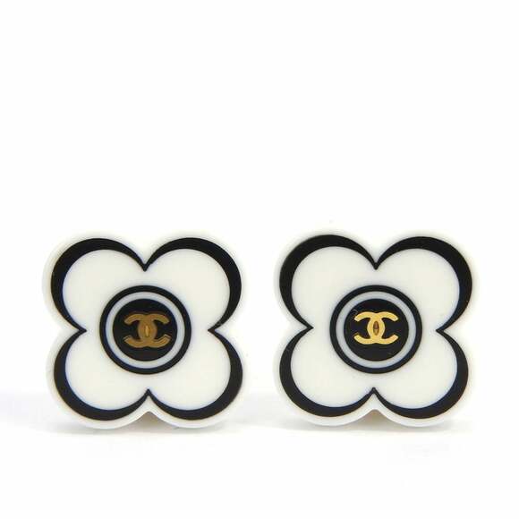CHANEL Black Logo Earrings